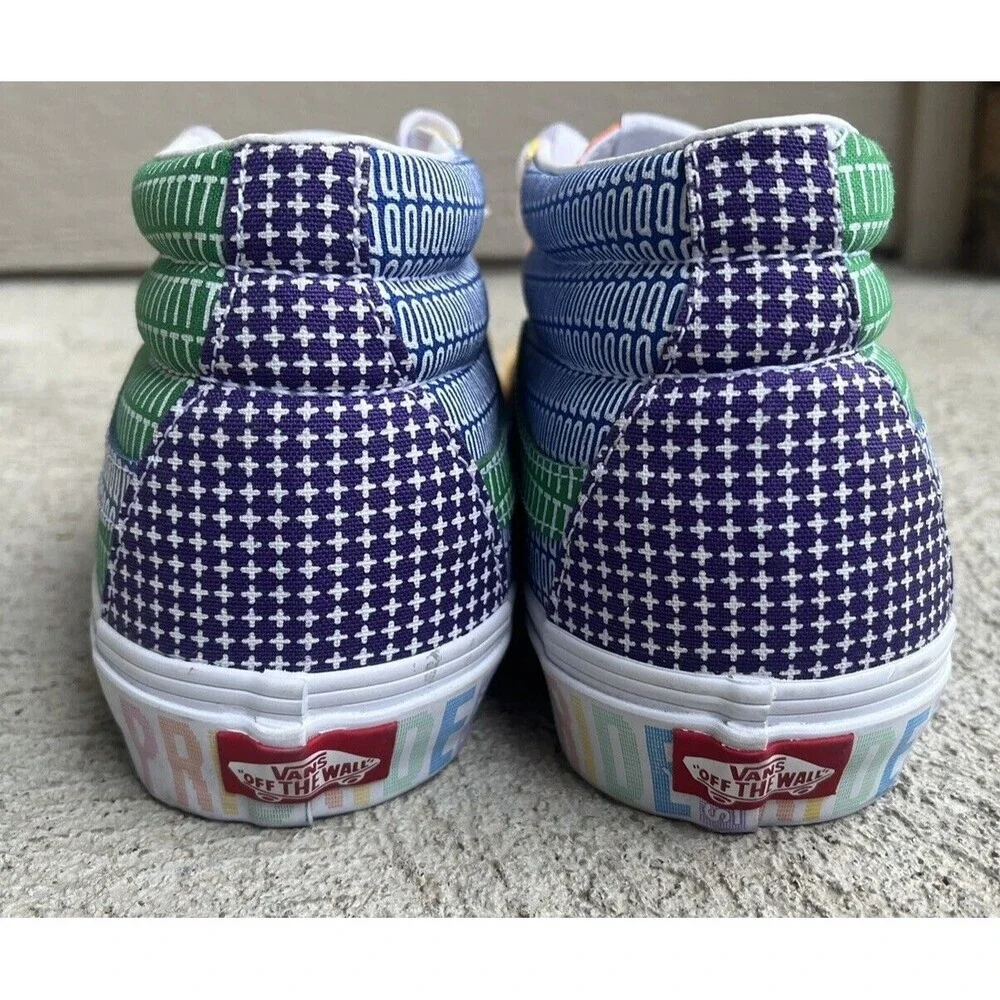 New! Vans Sk8 Mid Pride Multicolor/White Skate Shoes - Men's 10.5 Women's 12